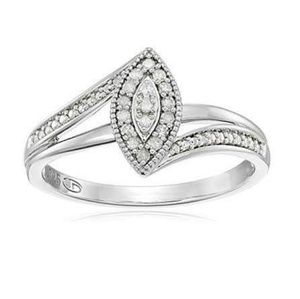 Sterling Silver Diamond Marquise Style Size 7